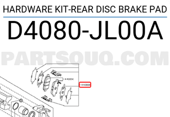 Nissan D4080JL00A HARDWARE KIT-REAR DISC BRAKE PAD