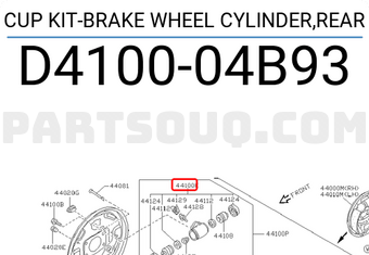Nissan D410004B93 CUP KIT-BRAKE WHEEL CYLINDER,REAR