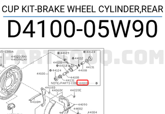 Nissan D410005W90 CUP KIT-BRAKE WHEEL CYLINDER,REAR