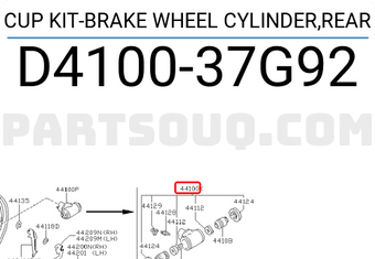 Nissan D410037G92 CUP KIT-BRAKE WHEEL CYLINDER,REAR