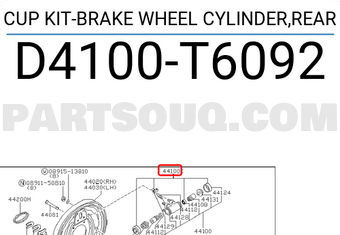 Nissan D4100T6092 CUP KIT-BRAKE WHEEL CYLINDER,REAR