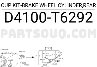 Nissan D4100T6292 CUP KIT-BRAKE WHEEL CYLINDER,REAR