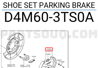 Nissan D4M603TS0A SHOE SET PARKING BRAKE