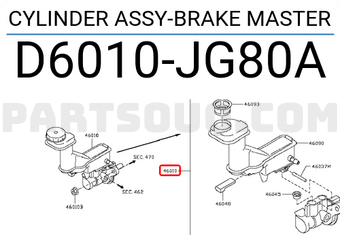 Nissan D6010JG80A CYLINDER ASSY-BRAKE MASTER