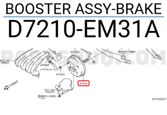 Nissan D7210EM31A BOOSTER ASSY-BRAKE