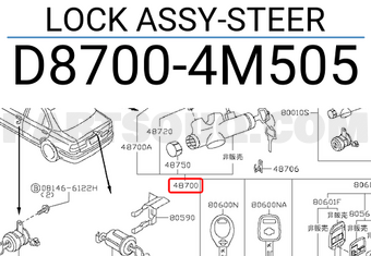 Nissan D87004M505 LOCK ASSY-STEER