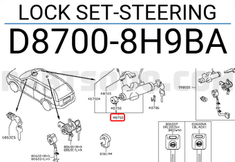 Nissan D87008H9BA LOCK SET-STEERING