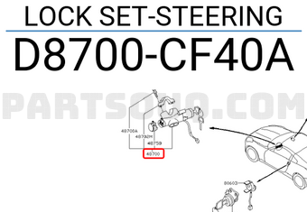 Nissan D8700CF40A LOCK SET-STEERING