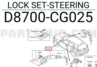 Nissan D8700CG025 LOCK SET-STEERING