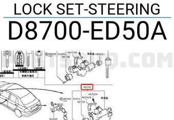 Nissan D8700ED50A LOCK SET-STEERING