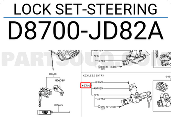 Nissan D8700JD82A LOCK SET-STEERING