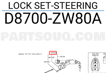 Nissan D8700ZW80A LOCK SET-STEERING
