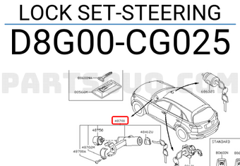 Nissan D8G00CG025 LOCK SET-STEERING