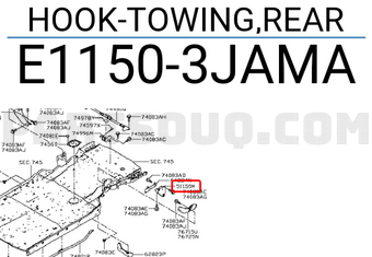 Nissan E11503JAMA HOOK-TOWING,REAR