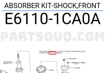 Nissan E61101CA0A ABSORBER KIT-SHOCK,FRONT