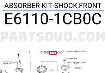 Nissan E61101CB0C ABSORBER KIT-SHOCK,FRONT