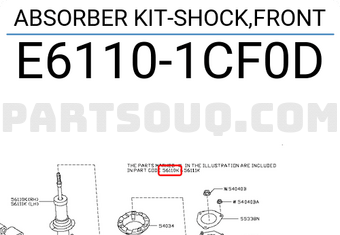 Nissan E61101CF0D ABSORBER KIT-SHOCK,FRONT