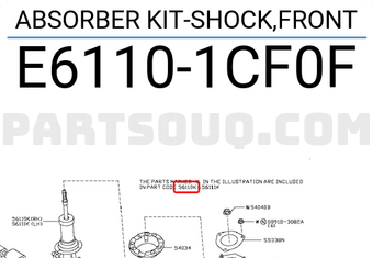 Nissan E61101CF0F ABSORBER KIT-SHOCK,FRONT