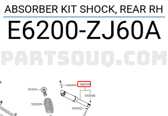 Nissan E6200ZJ60A ABSORBER KIT SHOCK, REAR RH