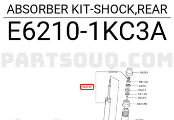 Nissan E62101KC3A ABSORBER KIT-SHOCK,REAR