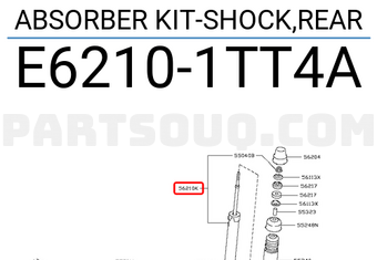 Nissan E62101TT4A ABSORBER KIT-SHOCK,REAR