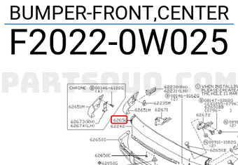 Nissan F20220W025 BUMPER-FRONT,CENTER