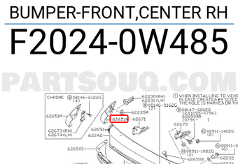 Nissan F20240W485 BUMPER-FRONT,CENTER RH