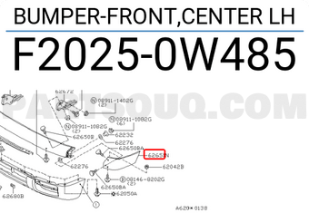 Nissan F20250W485 BUMPER-FRONT,CENTER LH