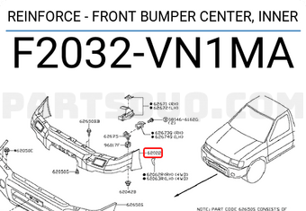 Nissan F2032VN1MA REINFORCE - FRONT BUMPER CENTER, INNER