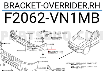 Nissan F2062VN1MB BRACKET-OVERRIDER,RH