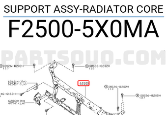 Nissan F25005X0MA SUPPORT ASSY-RADIATOR CORE