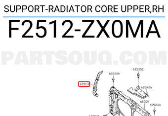 Nissan F2512ZX0MA SUPPORT-RADIATOR CORE UPPER,RH