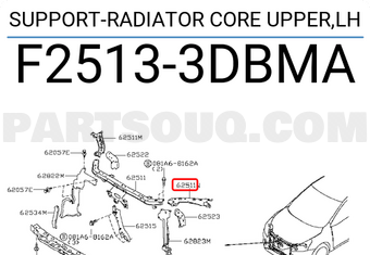 Nissan F25133DBMA SUPPORT-RADIATOR CORE UPPER,LH