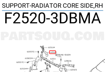 Nissan F25203DBMA SUPPORT-RADIATOR CORE SIDE,RH