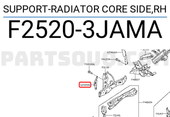 Nissan F25203JAMA SUPPORT-RADIATOR CORE SIDE,RH