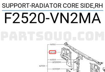 Nissan F2520VN2MA SUPPORT-RADIATOR CORE SIDE,RH