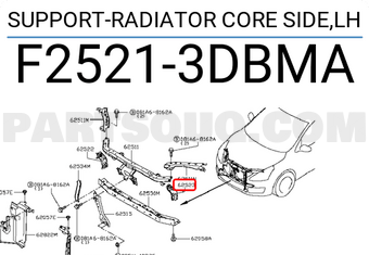 Nissan F25213DBMA SUPPORT-RADIATOR CORE SIDE,LH