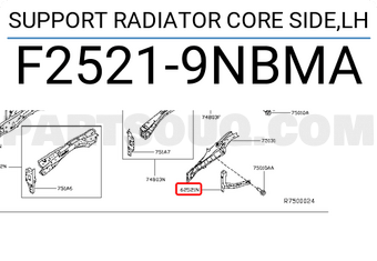 Nissan F25219NBMA SUPPORT RADIATOR CORE SIDE,LH