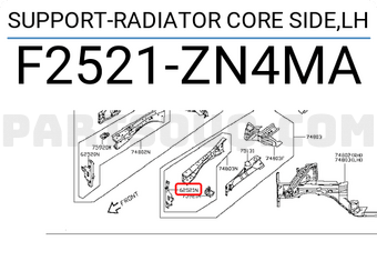 Nissan F2521ZN4MA SUPPORT-RADIATOR CORE SIDE,LH