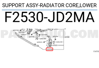 Nissan F2530JD2MA SUPPORT ASSY-RADIATOR CORE,LOWER