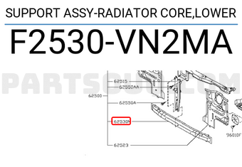 Nissan F2530VN2MA SUPPORT ASSY-RADIATOR CORE,LOWER