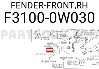 Nissan F31000W030 FENDER-FRONT,RH