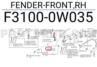 Nissan F31000W035 FENDER-FRONT,RH