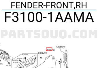 Nissan F31001AAMA FENDER-FRONT,RH