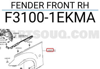 Nissan F31001EKMA FENDER FRONT RH