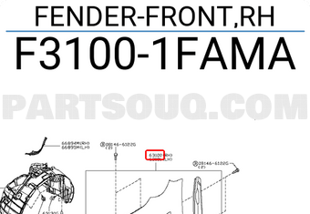 Nissan F31001FAMA FENDER-FRONT,RH