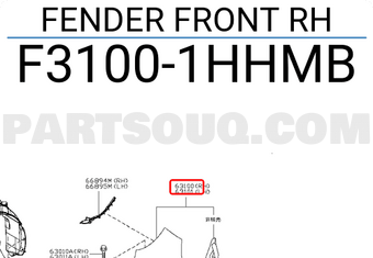 Nissan F31001HHMB FENDER FRONT RH