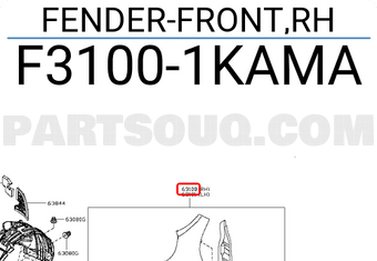 Nissan F31001KAMA FENDER-FRONT,RH