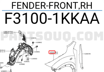 Nissan F31001KKAA FENDER-FRONT,RH