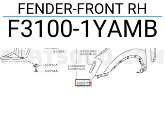 Nissan F31001YAMB FENDER-FRONT RH